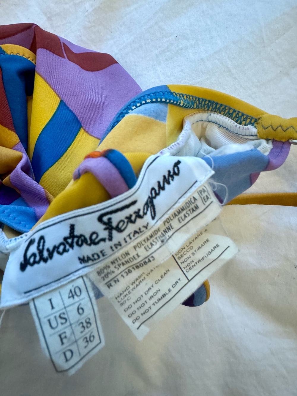 Salvatore Ferragamo Logo Print One-piece with iconic Gancini logo US6 - Picture 3 of 8